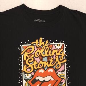 Rolling Stones Band Graphic Short Sleeve T Shirt Womens Size Large L Black Red